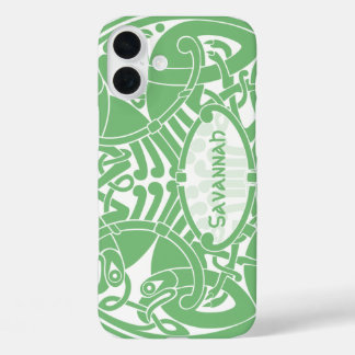 Celtic Bird Circle Pattern Personalized iPhone 16 Plus Case