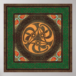 Celtic bird heads poster
