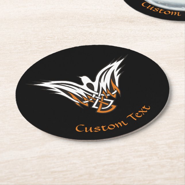 Celtic Bird Round Paper Coaster (Angled)