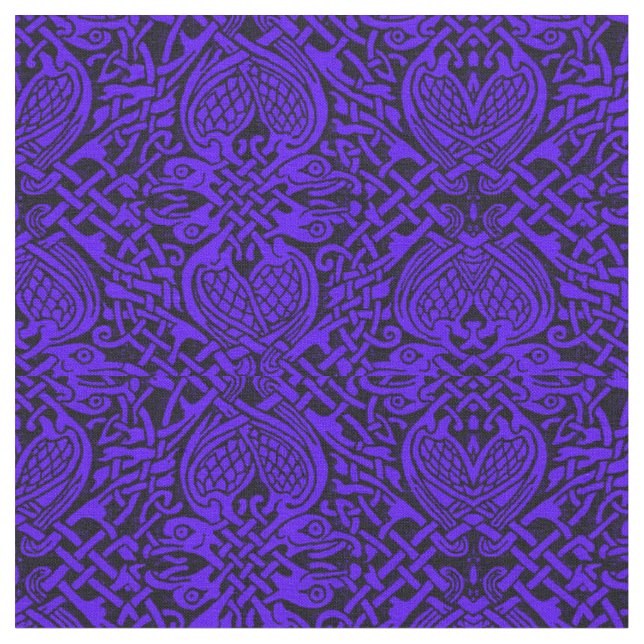 Celtic Bird Weave in Blue Fabric (Close Up)