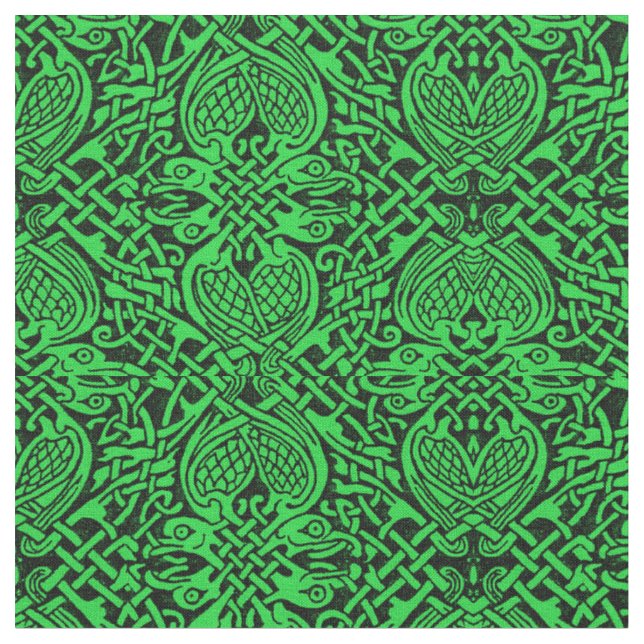 Celtic Bird Weave in  Dark Green Fabric (Close Up)