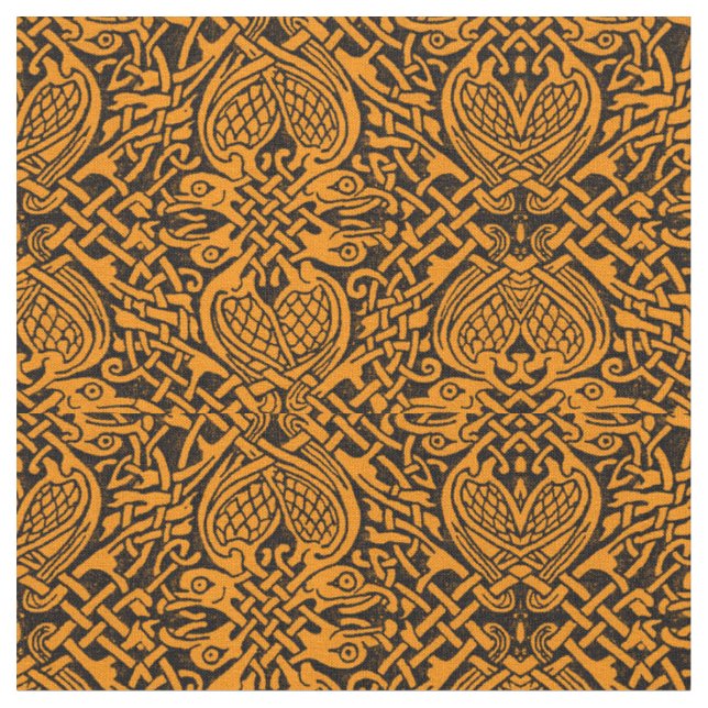 Celtic Bird Weave in Gold Fabric (Close Up)