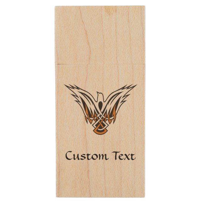 Celtic Bird Wood Flash Drive (Front Vertical)