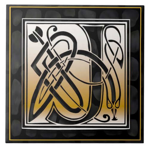 Celtic Black Stone J Monogram Tile