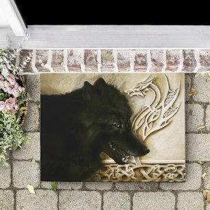 Celtic Black Wolf Doormat