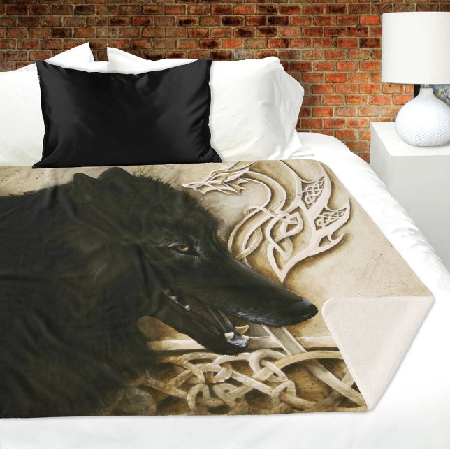 Celtic Black Wolf Sherpa Blanket (Creator Uploaded)