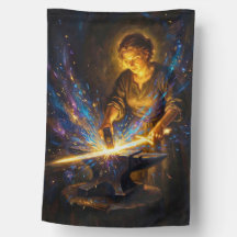 Celtic Blacksmith Goddess Forging Sword Fantasy Ar