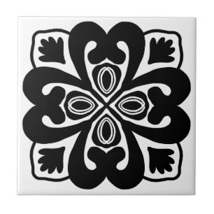 Celtic Blessing Black White Symmetry Ceramic Tile