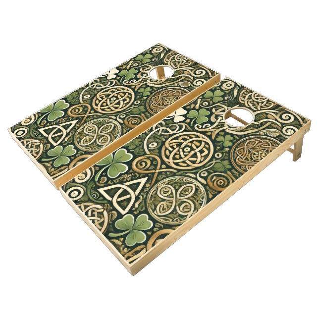 Celtic Bloom Cornhole Set (Angled)