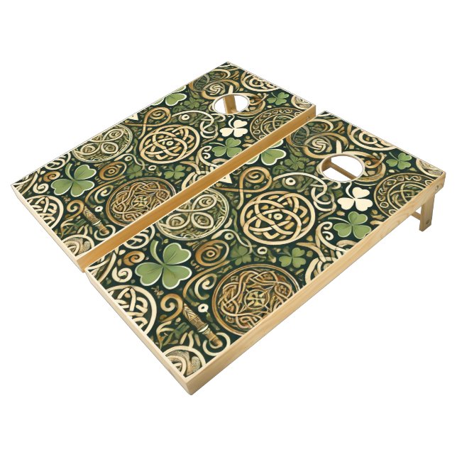 Celtic Bloom Cornhole Set (Angled)