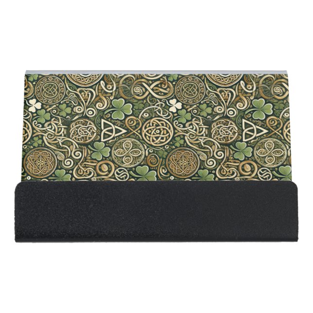 Celtic Bloom Desk Business Card Holder (Front)