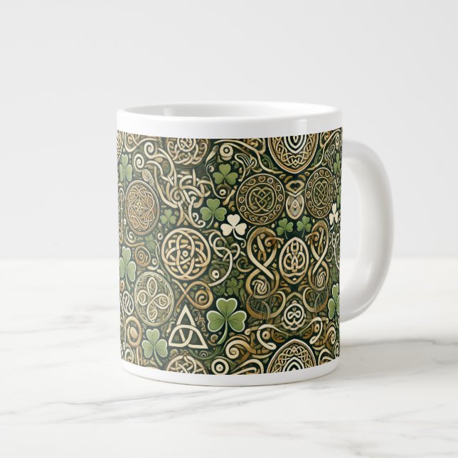 Celtic Bloom Giant Coffee Mug (Front Right)