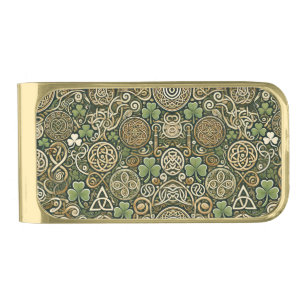 Celtic Bloom Gold Finish Money Clip