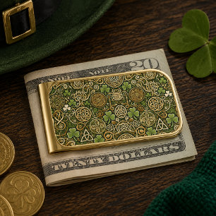 Celtic Bloom Gold Finish Money Clip