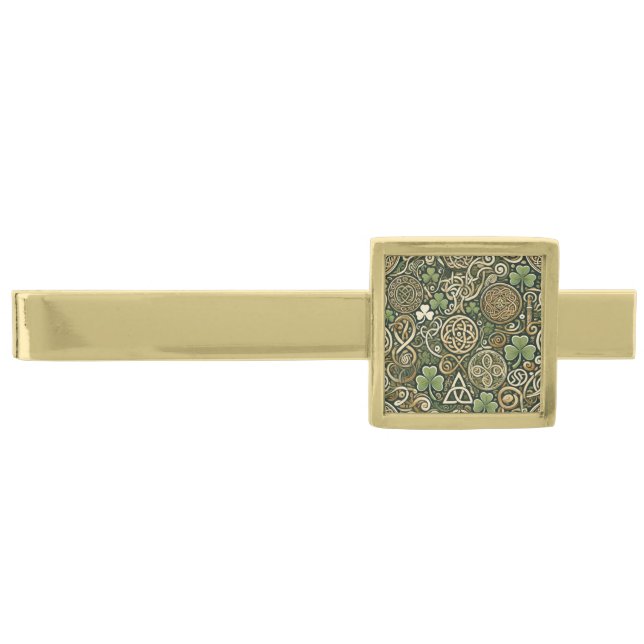 Celtic Bloom Gold Finish Tie Bar (Front)