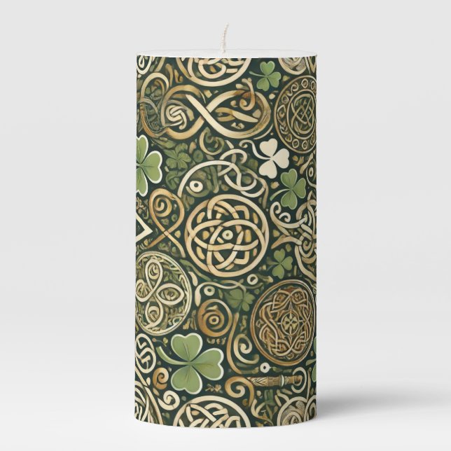 Celtic Bloom Pillar Candle (Front)