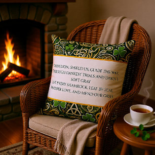 Celtic Bloom Poetry Throw Pillow