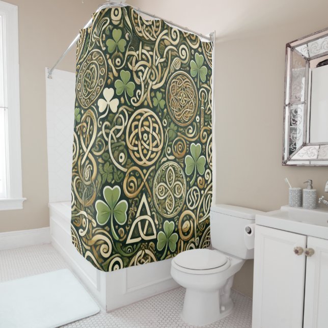 Celtic Bloom Shower Curtain (In Situ)