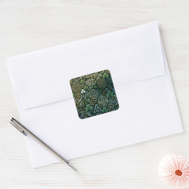 Celtic Bloom Square Sticker (Envelope)