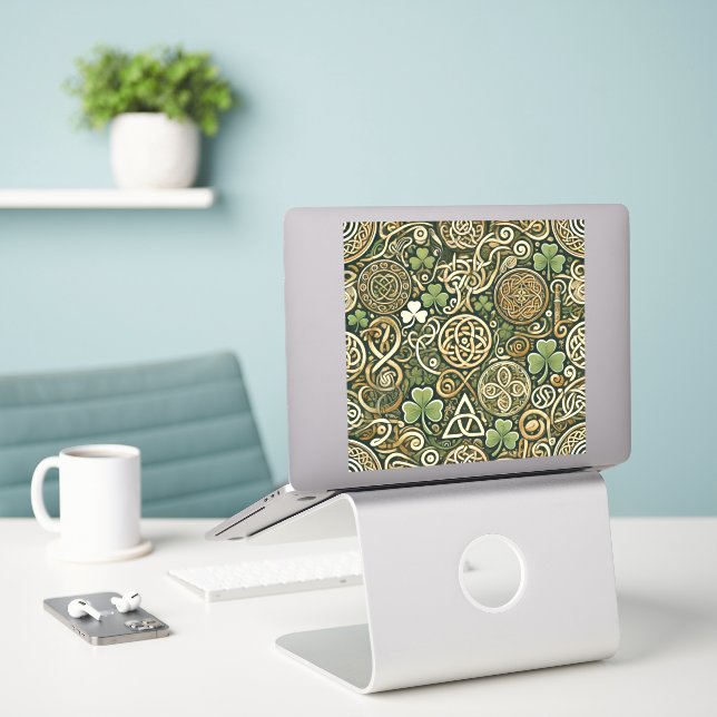 Celtic Bloom Sticker (Laptop On Desk)