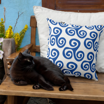 Celtic Blue And White Triskell Brittany Throw Pillow by VillageDesign at Zazzle