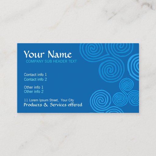 Customizable Celtic Blue Curl Swirl w- Logo Business Card