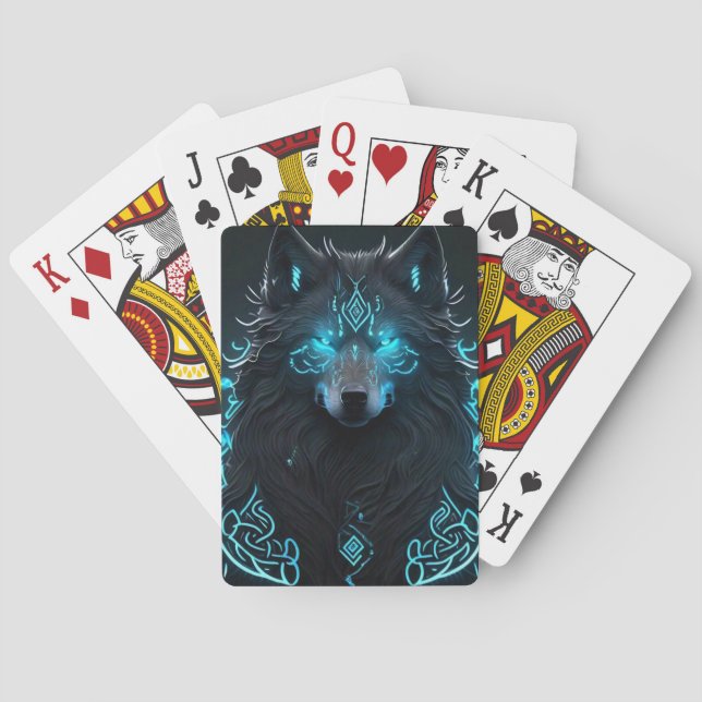 Celtic Blue Wolf Poker Cards (Back)