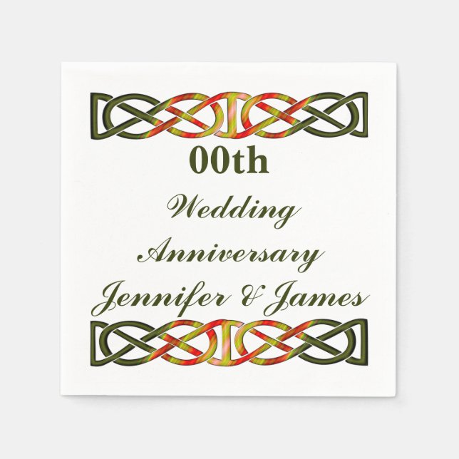 Celtic Braid Wedding Anniversary Napkins (Front)