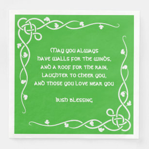 Celtic Braid - White and Green Irish Blessing #3 Paper Dinner Napkins