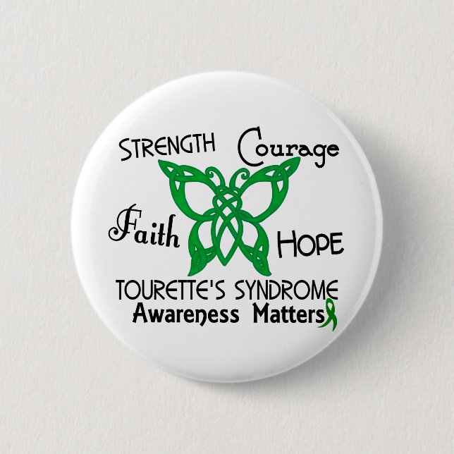 Celtic Butterfly 3 Tourette’s Syndrome Pinback Button (Front)