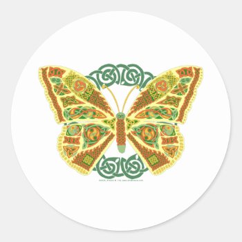 Celtic Butterfly Classic Round Sticker by foxvox at Zazzle