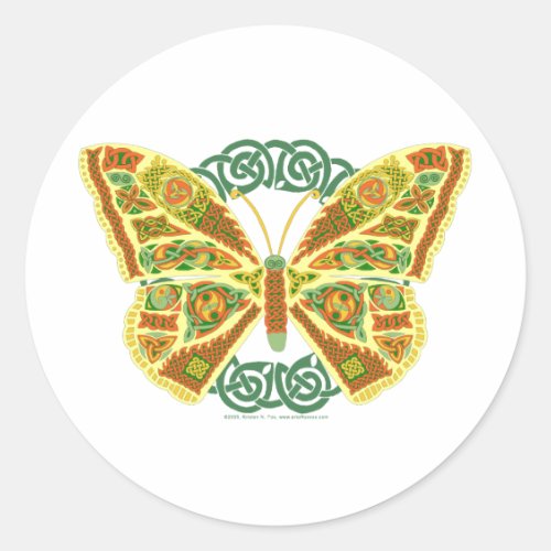 Celtic Butterfly Classic Round Sticker