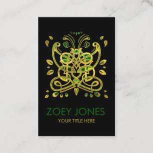 Celtic Butterfly Ornament - Green and gold Business Card