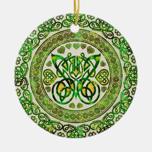 Celtic Butterfly _ Round Ornament _ Green and gold