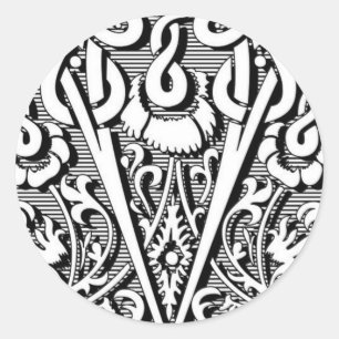 celtic calligraphy renaissance monogram letter V Classic Round Sticker