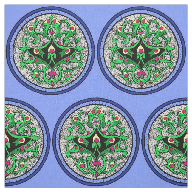 Celtic cartouche print fabric (Swatch)