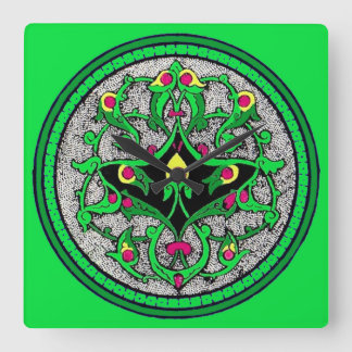 Celtic cartouche square wall clock