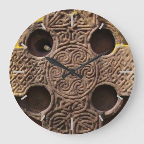 Celtic carved cross large clock