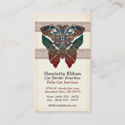 Customizable Celtic Cats Design Business Cards