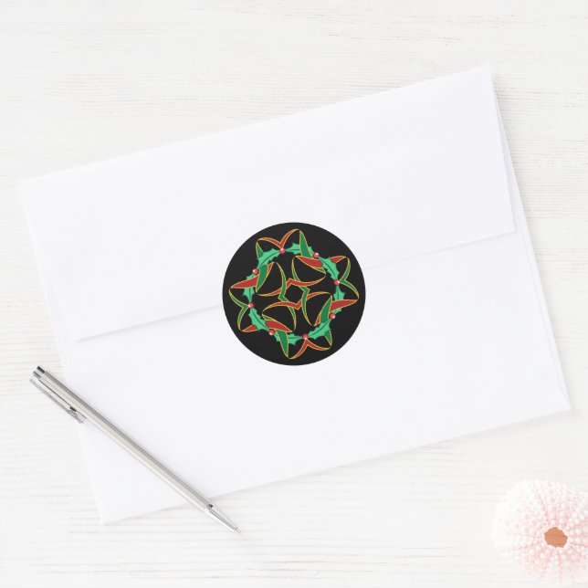 Celtic Christmas Holly Wreath Graphic Classic Round Sticker (Envelope)