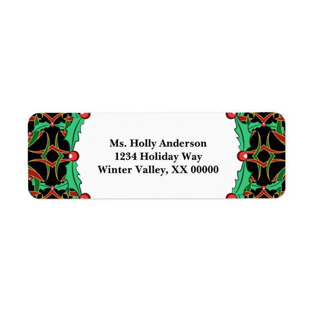 Celtic Christmas Holly Wreath Pattern Label (Front)