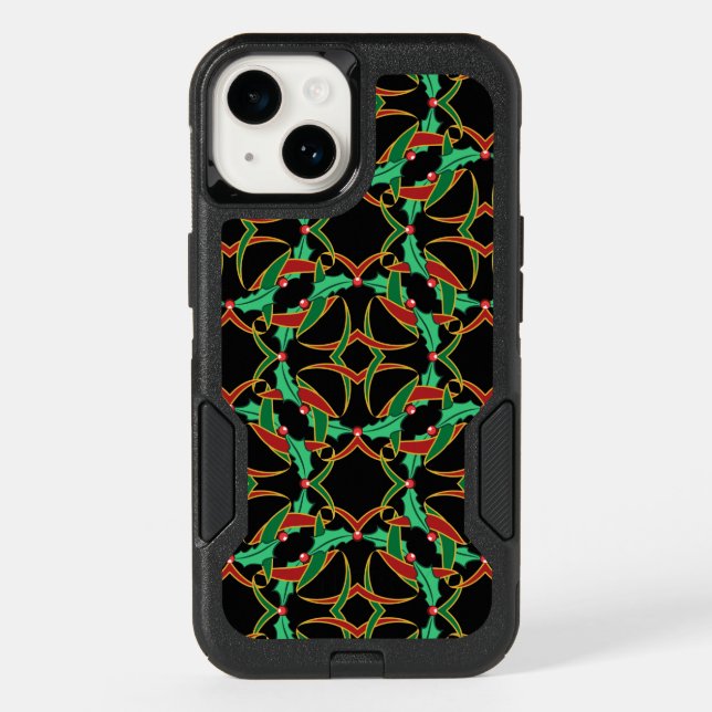 Celtic Christmas Holly Wreath Pattern Otterbox iPhone Case (Back)
