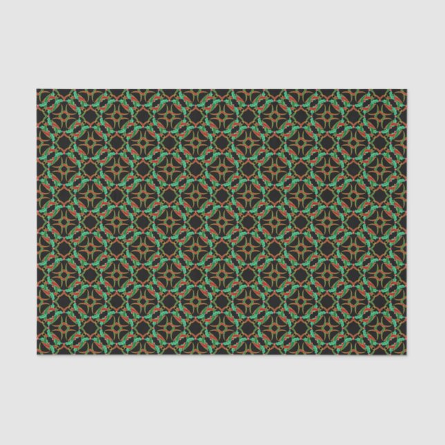 Celtic Christmas Holly Wreath Pattern Tissue Paper (Front)
