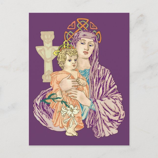 Celtic Christmas Madonna Holiday Postcard (Front)