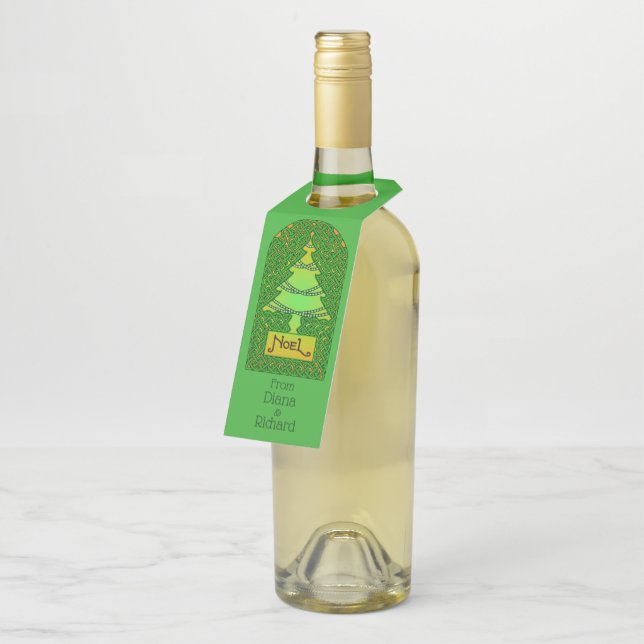 Celtic Christmas Tree Bottle Hanger Tag (Angled)