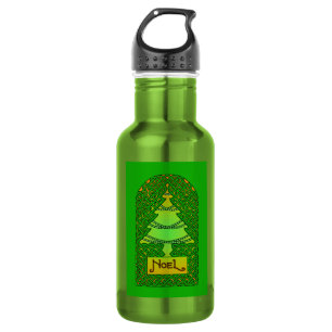 Celtic Christmas Tree - Green Stainless Steel Water Bottle