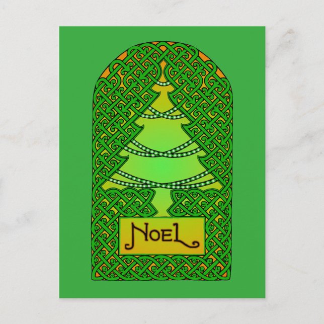 Celtic Christmas Tree Holiday Postcard (Front)