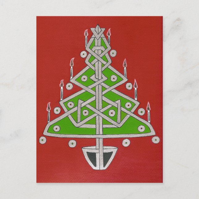 Celtic Christmas Tree Holiday Postcard (Front)