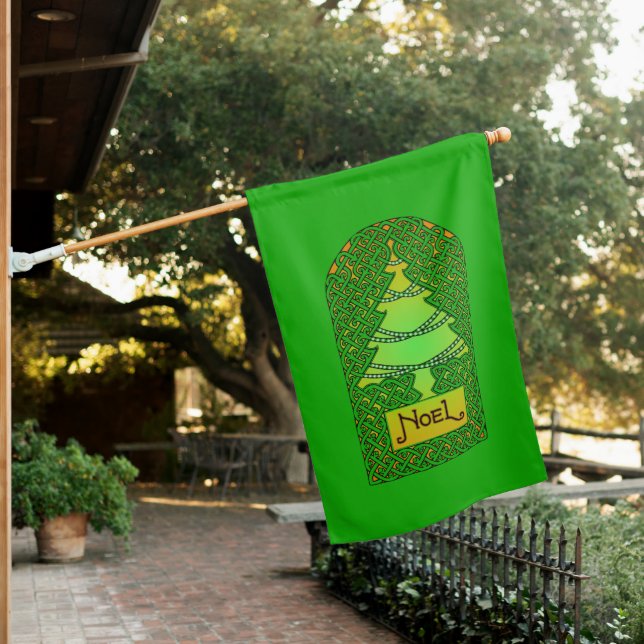 Celtic Christmas Tree House Flag (In SItu)
