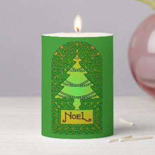 Celtic Christmas Tree Pillar Candle